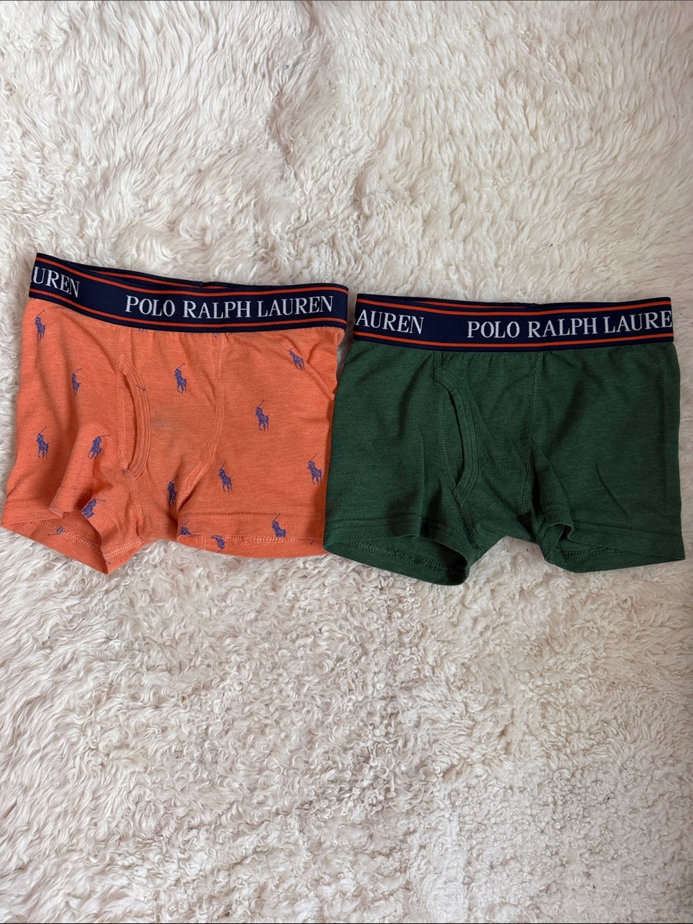 EUC - Polo by Ralph Lauren Boys Orange & Green Cotton Boxer Briefs – Twin Pack S